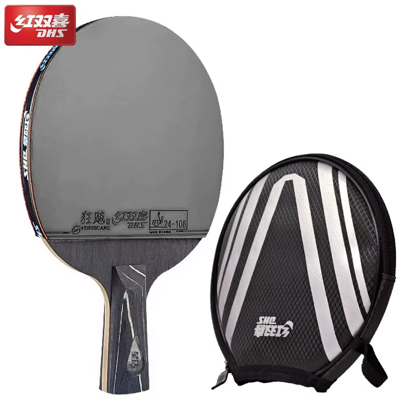 DIAMOND Black 7-Ply Table Tennis Racket with Hurricane 3 Rubbers - Professional Ping Pong Paddle Bat for Spin & Speed