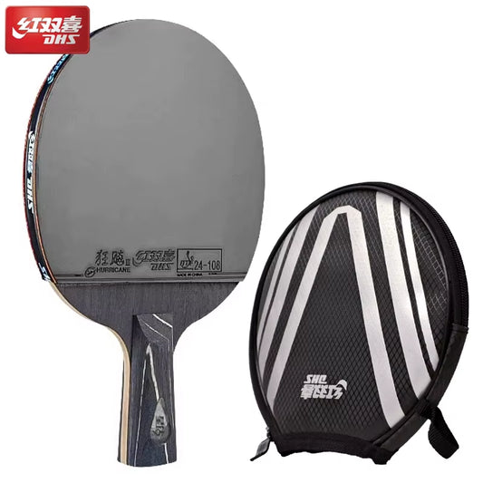 DIAMOND Black 7-Ply Table Tennis Racket with Hurricane 3 Rubbers - Professional Ping Pong Paddle Bat for Spin & Speed