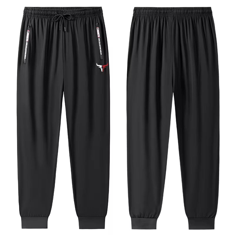 Bull Print Stretchy Quick Dry Pants Trousers for Men Spring Fall Hiking Fishing Running Workout Sweatpants with Zipper Pockets