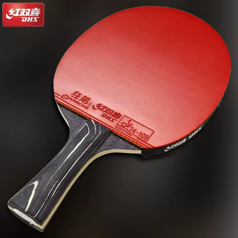 DIAMOND Black 7-Ply Table Tennis Racket with Hurricane 3 Rubbers - Professional Ping Pong Paddle Bat for Spin & Speed