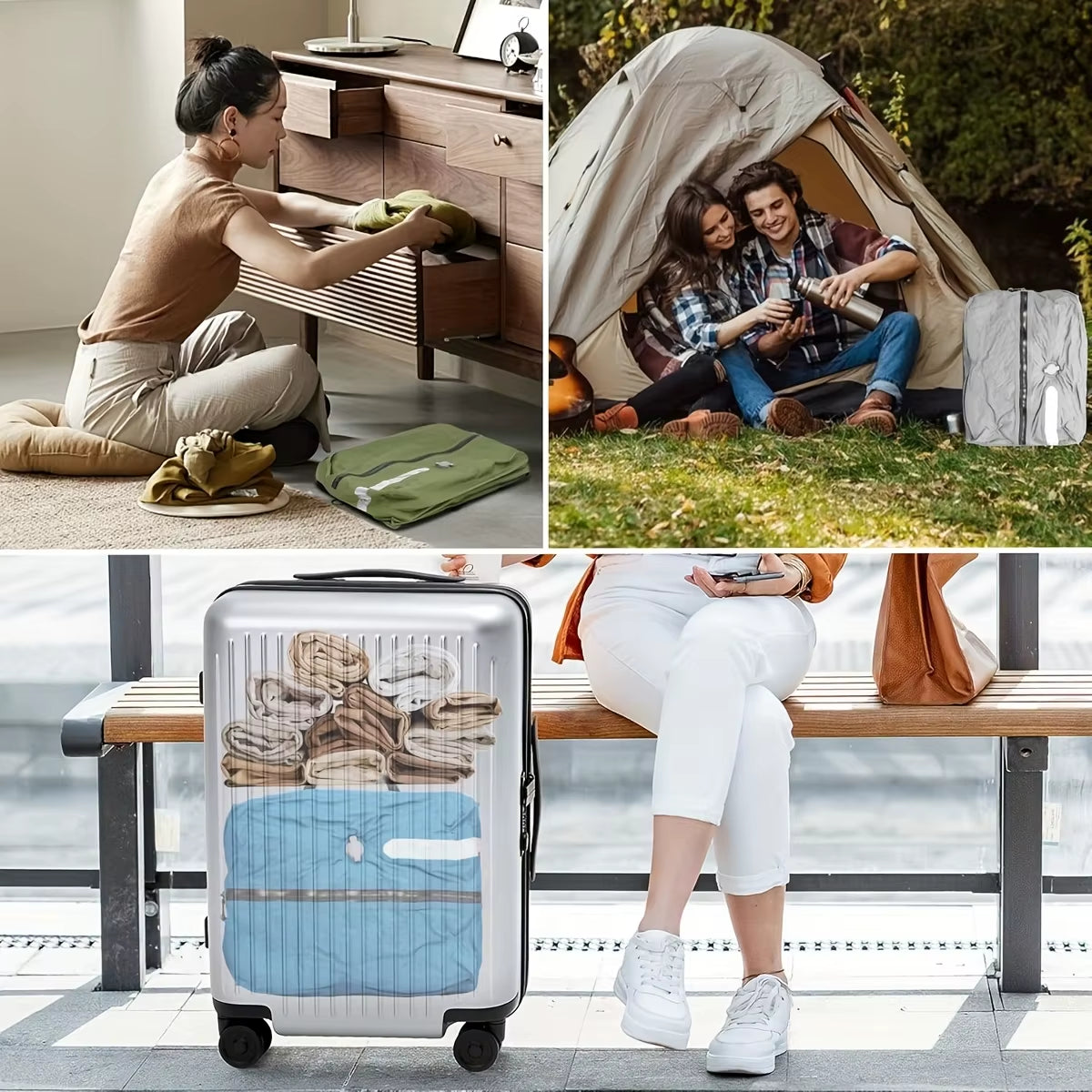 Travel Vacuum Sealed Bag, Professional Luggage Vacuum Compression Bag, Reusable Vacuum Bag, save 60% Space