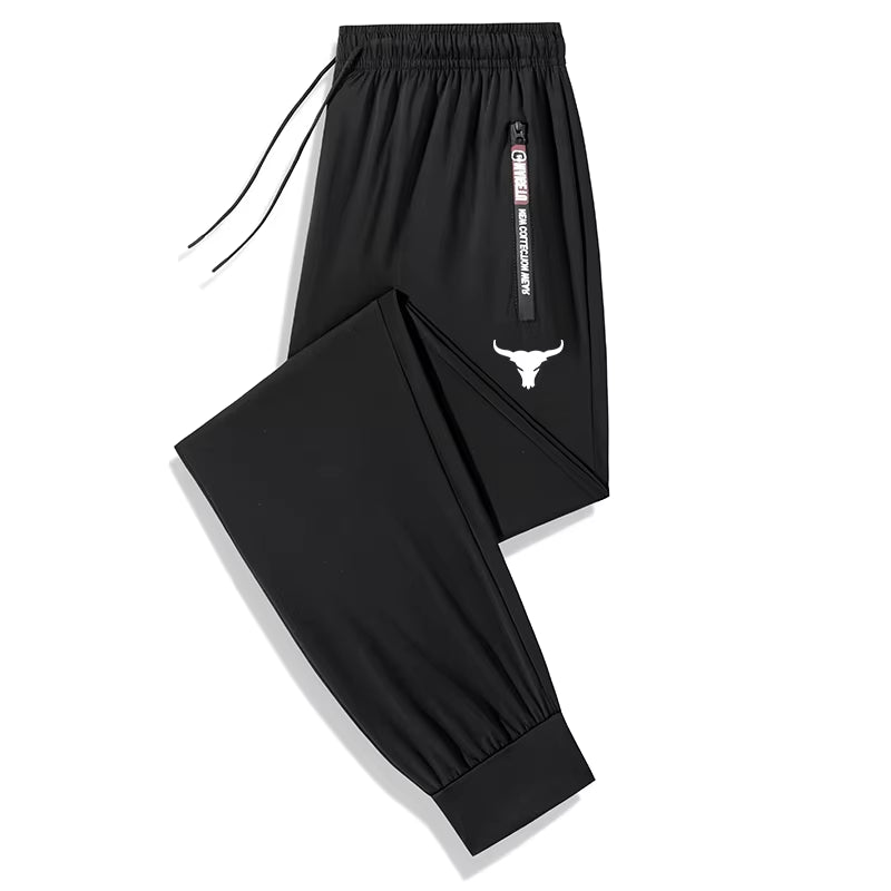 Bull Print Stretchy Quick Dry Pants Trousers for Men Spring Fall Hiking Fishing Running Workout Sweatpants with Zipper Pockets