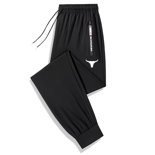 Bull Print Stretchy Quick Dry Pants Trousers for Men Spring Fall Hiking Fishing Running Workout Sweatpants with Zipper Pockets