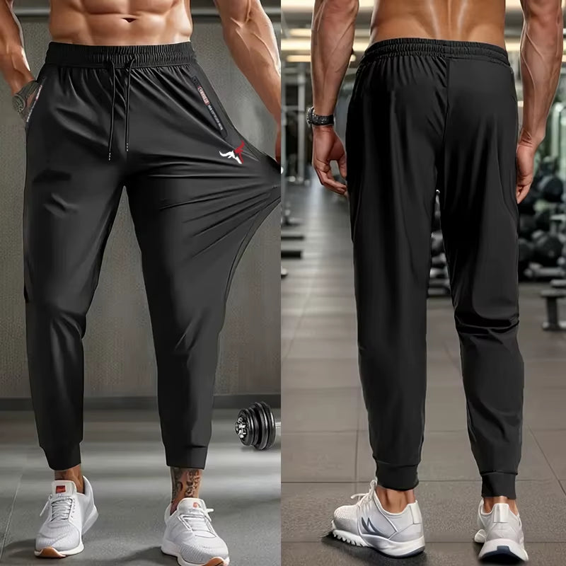 Bull Print Stretchy Quick Dry Pants Trousers for Men Spring Fall Hiking Fishing Running Workout Sweatpants with Zipper Pockets
