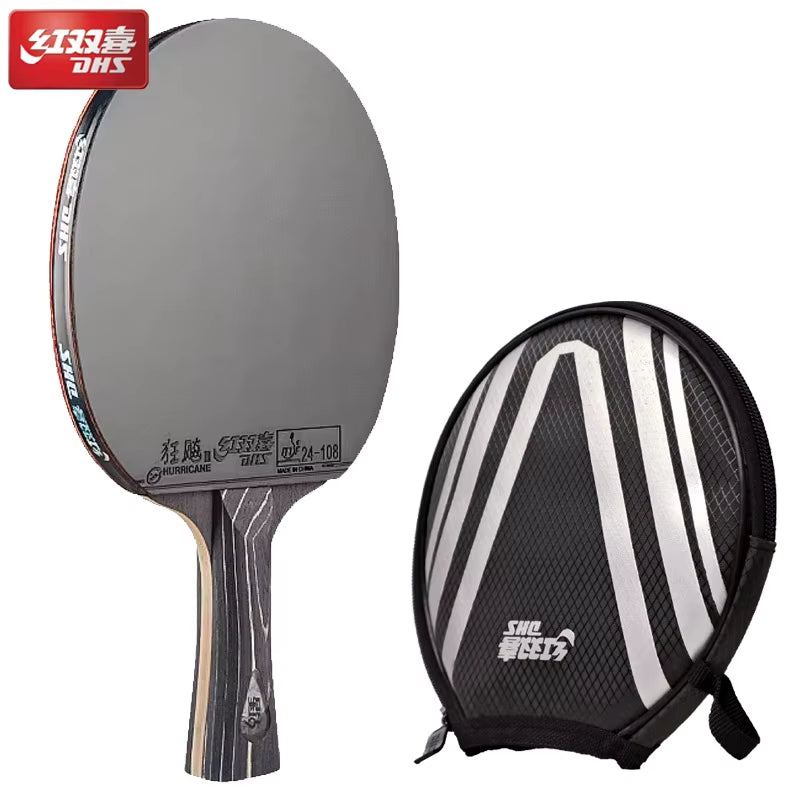 DIAMOND Black 7-Ply Table Tennis Racket with Hurricane 3 Rubbers - Professional Ping Pong Paddle Bat for Spin & Speed
