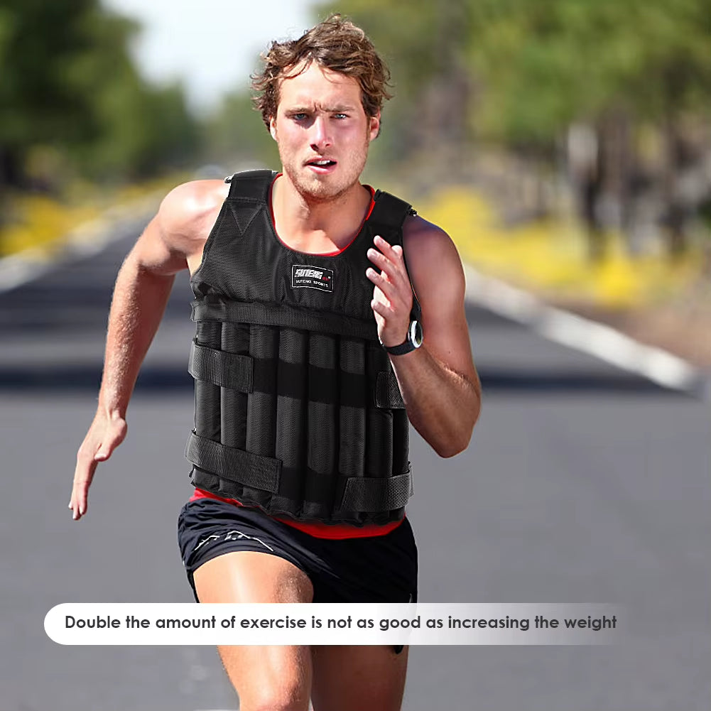 Durable Weighted Vest 20/50Kg Adjustable Weight Training Suit Exercise Waistcoat Empty Bag Fitness Running Vest Jacket